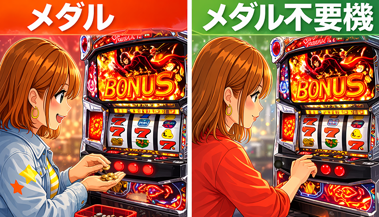 家庭用パチスロはメダル不要機とメダル遊技どっちが良い？違いと選び方